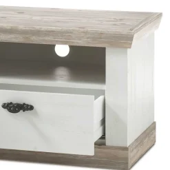 Wohnen Scandi Landhaus Wohnzimmermöbel Set Nedita in Weiß (vierteilig)