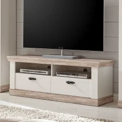 Wohnen Scandi Landhaus Wohnzimmermöbel Set Nedita in Weiß (vierteilig)