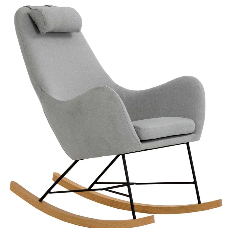Scandi Schaukelstuhl mit grauem Stoff - Karin^Wohnen Sale