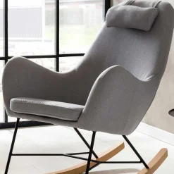 Scandi Schaukelstuhl mit grauem Stoff - Karin^Wohnen Sale