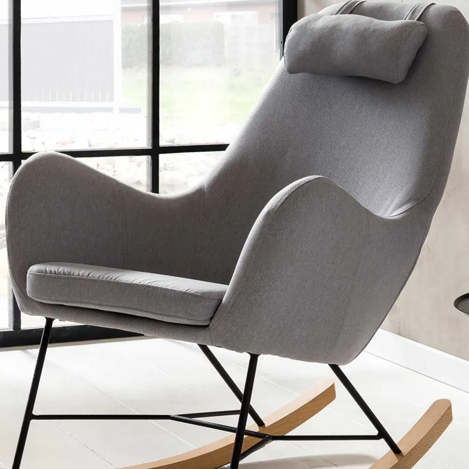 Scandi Schaukelstuhl mit grauem Stoff - Karin^Wohnen Sale