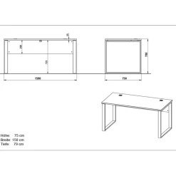 Wohnen Scandi Schreibtisch Kombi in Weiß - Ziharo (zweiteilig)