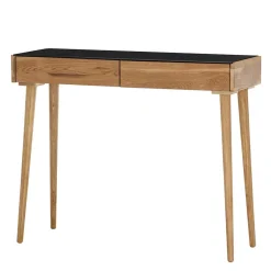 Scandi Schreibtisch mit Schwarzglas Platte - Floyda^Wohnen Online