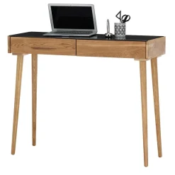 Scandi Schreibtisch mit Schwarzglas Platte - Floyda^Wohnen Online