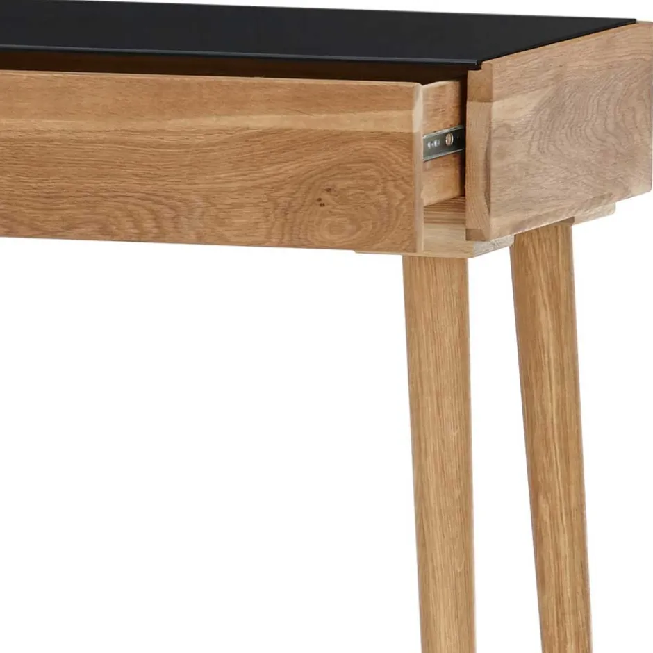 Scandi Schreibtisch mit Schwarzglas Platte - Floyda^Wohnen Online