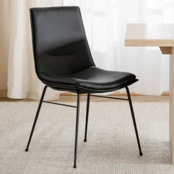 Wohnen Schalenstuhl in Schwarz - echtes Leder - Freedoms (2er Set)