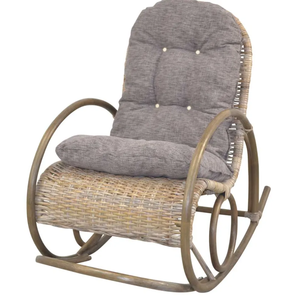 Schaukelstuhl aus graubraunem Rattan Geflecht - Tulima^Wohnen Outlet