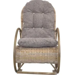 Schaukelstuhl aus graubraunem Rattan Geflecht - Tulima^Wohnen Outlet