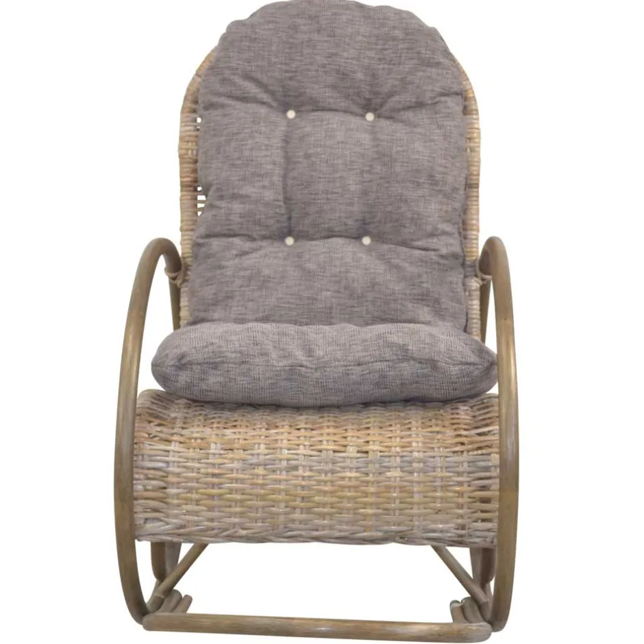 Schaukelstuhl aus graubraunem Rattan Geflecht - Tulima^Wohnen Outlet