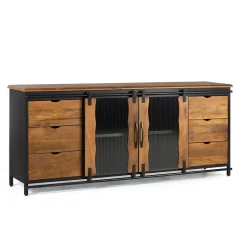 Wohnen Schiebetüren Sideboard mit Riffelglas - Aglia