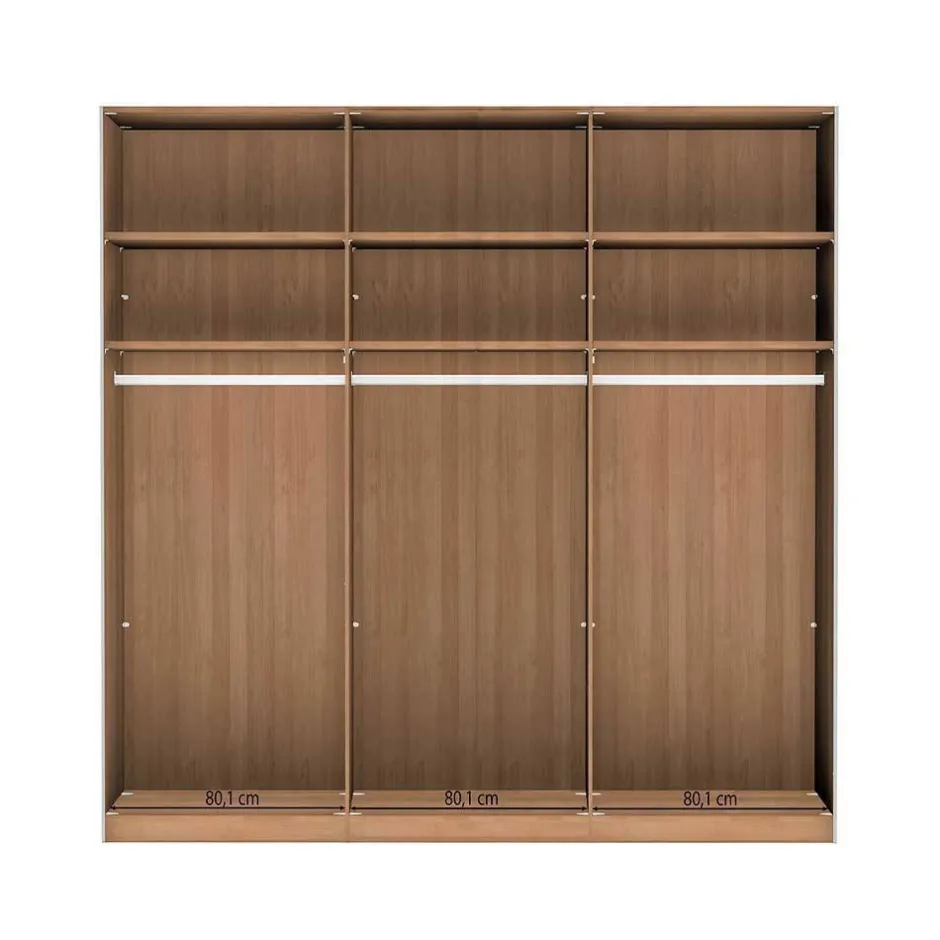 Wohnen Schiebetüren-Kleiderschrank in Beige Glas - Nikoba