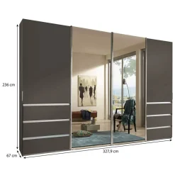 Wohnen Schiebetürenschrank in Braun mit Parsol Spiegeln - Moon