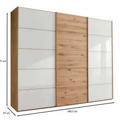 Wohnen Schiebetürschrank in Weiß Glas - Crucav