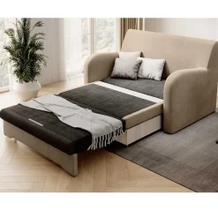 Schlafcouch in Beige und Dunkelbraun - Calming^Wohnen
