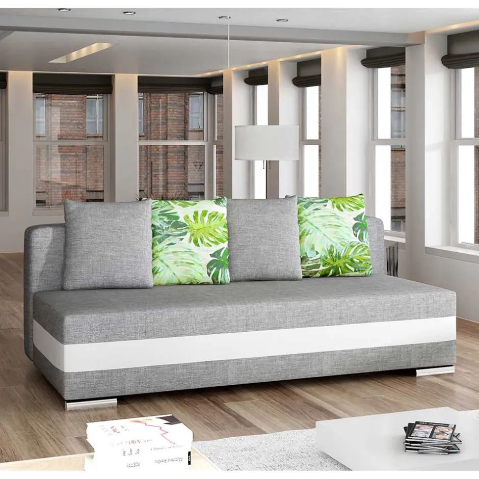 Wohnen Schlafcouch in Grau mit Weiß - Almente