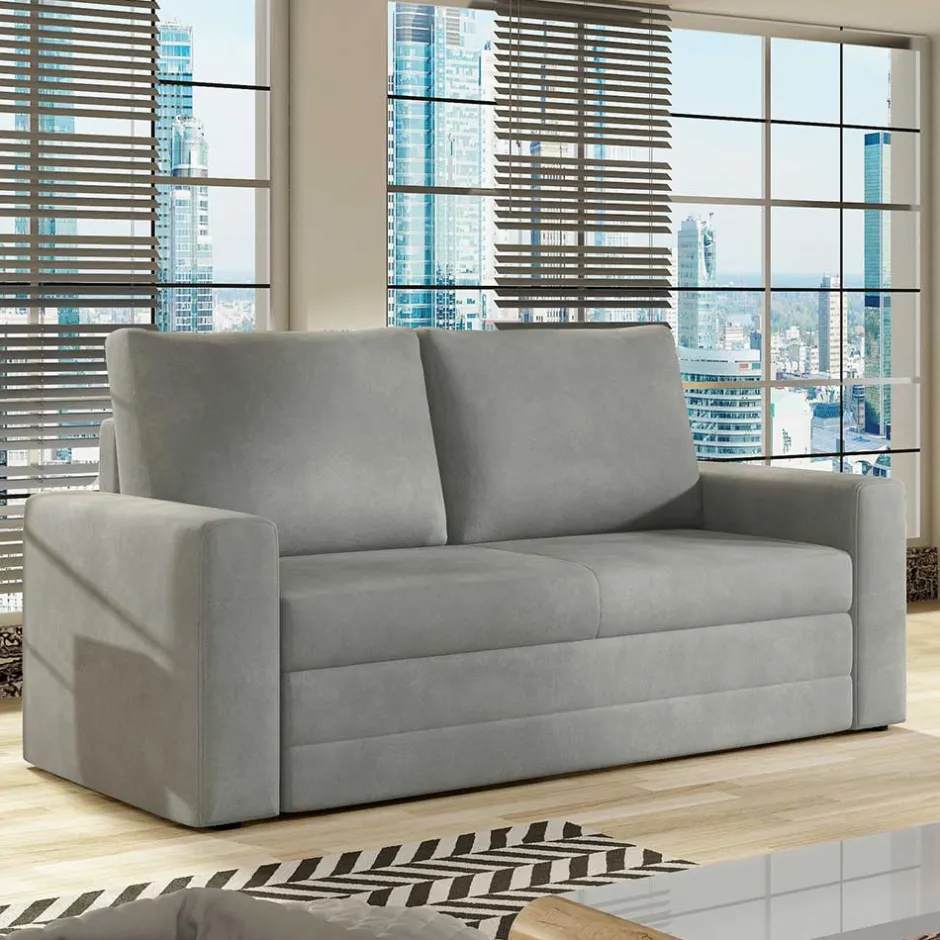 Schlafcouch in Hellgrau Chenille - Ronny^Wohnen New