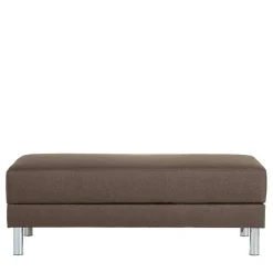 Wohnen Schlafcouch mit Hocker in Beigegrau mit Chrom - Defelira (zweiteilig)