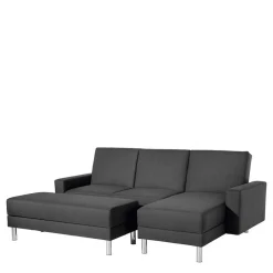Schlaf-Ecksofa & Hocker in Dunkelgrau - Speccia (zweiteilig)^Wohnen Discount