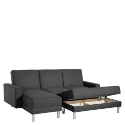 Schlaf-Ecksofa & Hocker in Dunkelgrau - Speccia (zweiteilig)^Wohnen Discount