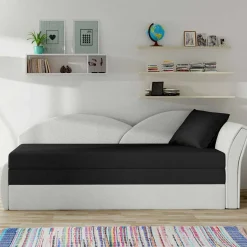 Wohnen Schlaffunktion Recamiere in Offwhite und Schwarz - Asbrov