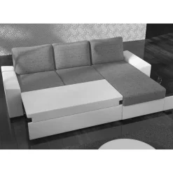 Schlafsofa Ecke in Beige und Dunkelbraun - Subra^Wohnen