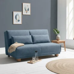 Schlafsofa in Blau mit Eiche - Sojette^Wohnen Hot