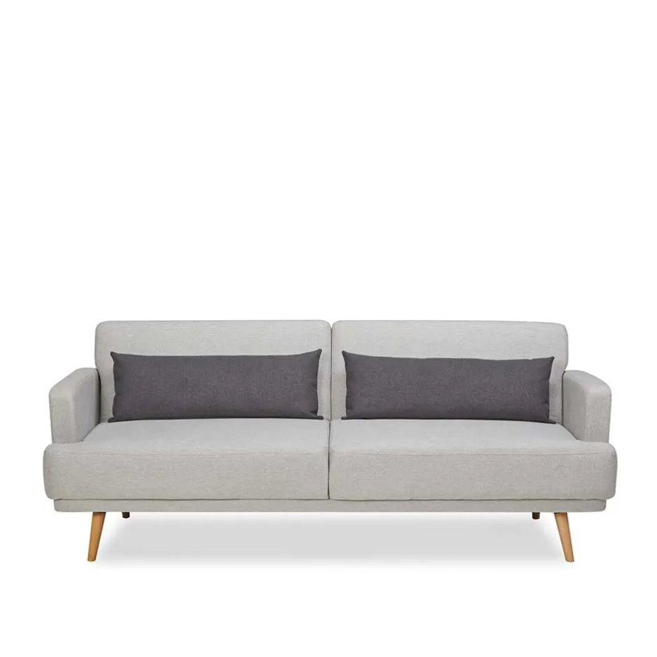 Wohnen Schlafsofa in Hellgrau und Kiefer - Posadas