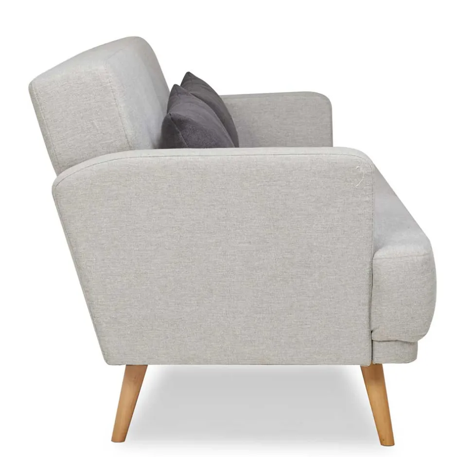 Wohnen Schlafsofa in Hellgrau und Kiefer - Posadas