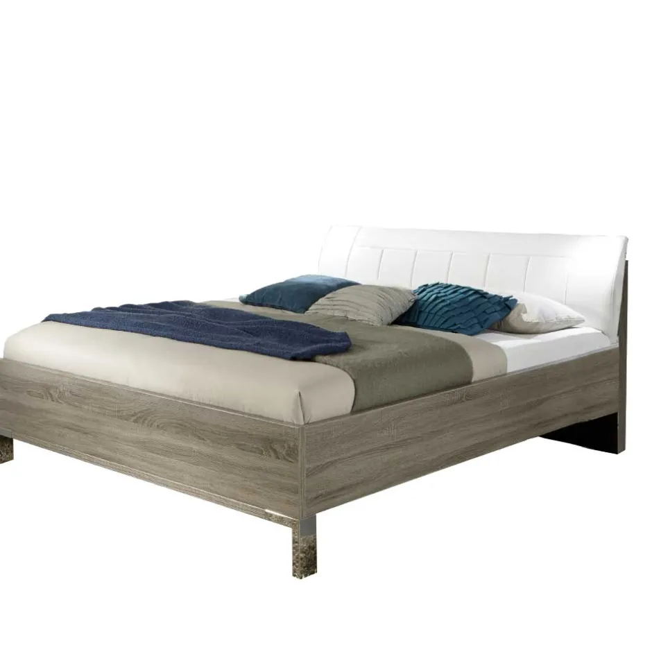 Schlafzimmer Bett Viarolia mit Polsterkopfteil in Weiß^Wohnen Hot