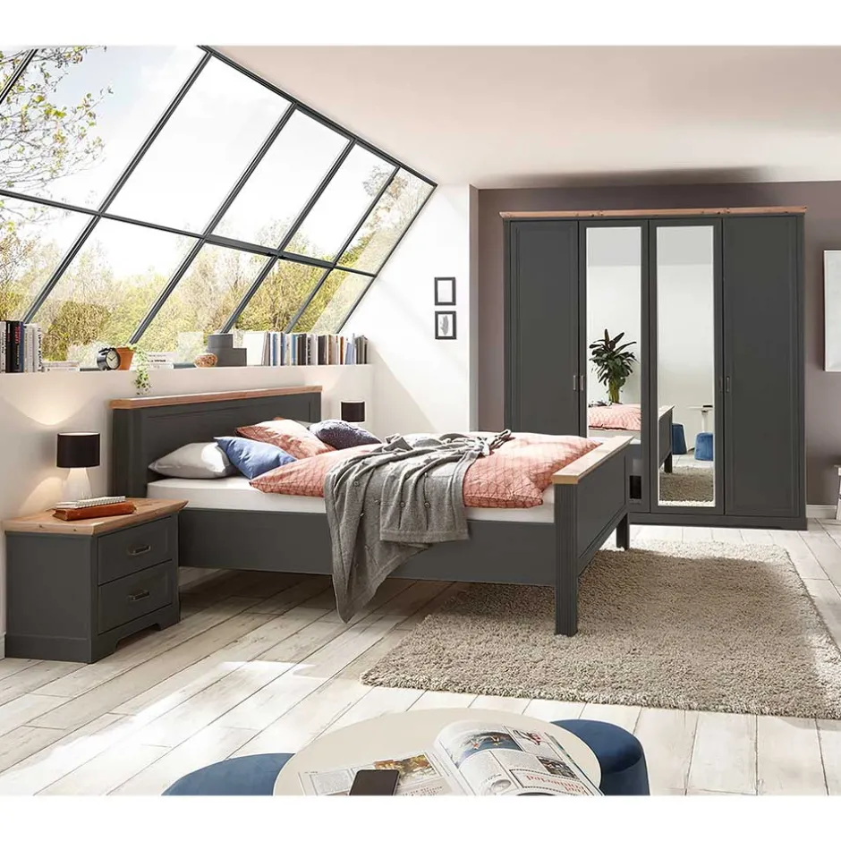 Schlafzimmer Bettanlage und Schrank Set - Zenuvra (vierteilig)^Wohnen Outlet
