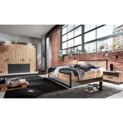 Schlafzimmer in Plankeneiche & Schwarzgrau - Bram (vierteilig)^Wohnen Best