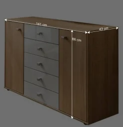 Wohnen Schlafzimmer Kommode in Eichefarben & Beige - Emdsiva