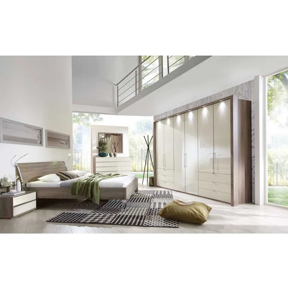 Wohnen Schlafzimmer Komplettset Crenba in Creme (vierteilig)