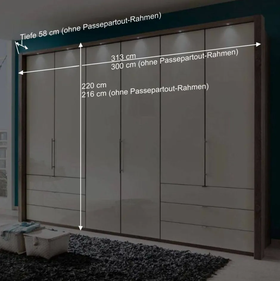 Wohnen Schlafzimmer Komplettset Crenba in Creme (vierteilig)
