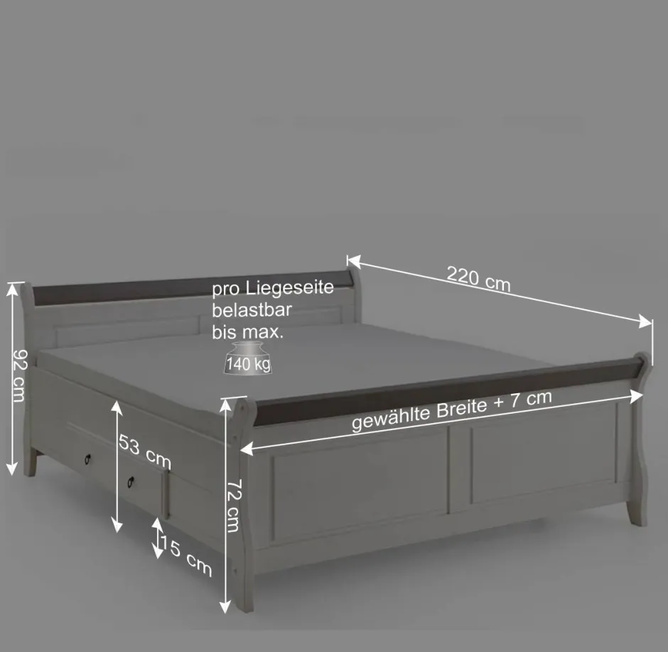 Schlafzimmer Komplettset Caneon im Landhausstil (vierteilig)^Wohnen Discount