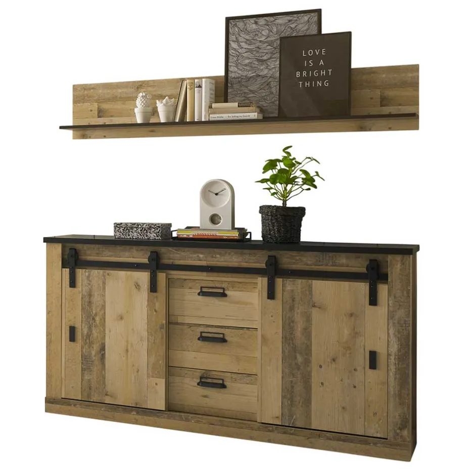 Wohnen Schlafzimmer Set in Altholz Optik - Naiavio (sechsteilig)