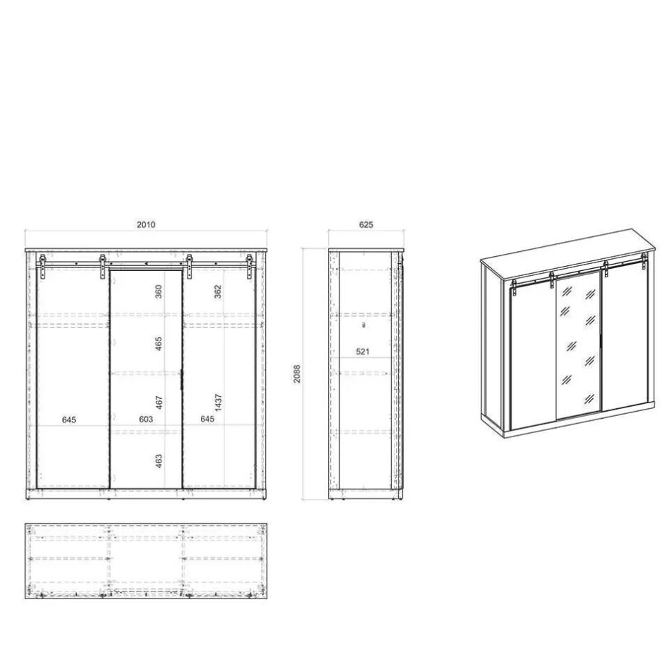 Wohnen Schlafzimmer Set in Altholz Optik - Naiavio (sechsteilig)