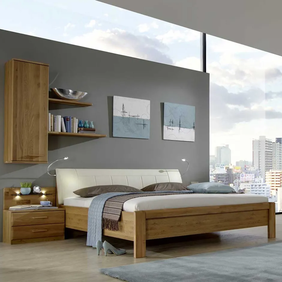 Wohnen Schlafzimmer Set Waruna mit Eiche Massivholz (vierteilig)
