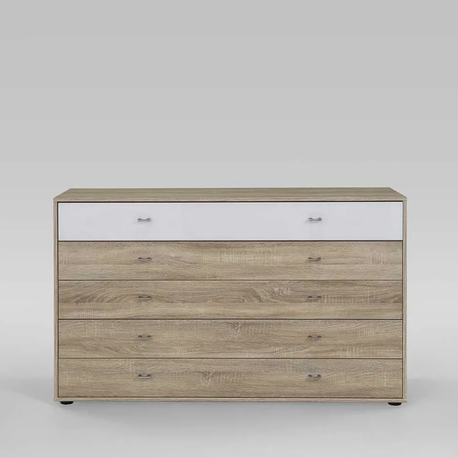Schlafzimmer Sideboard Segradon in Eiche Sägerau Weiß^Wohnen Outlet