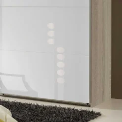 Schlafzimmerschrank Arno mit Weißglas^Wohnen Discount