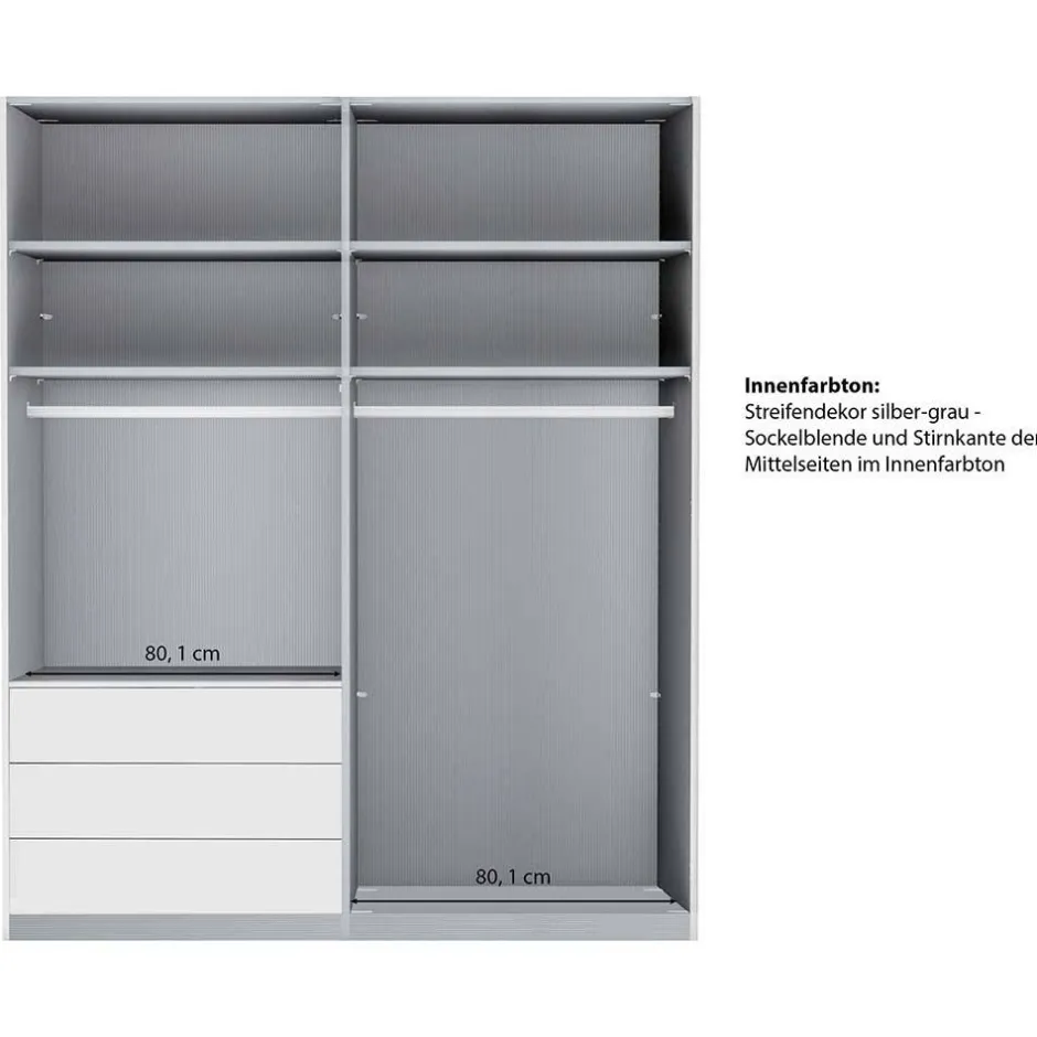 Wohnen Schlafzimmerschrank in Champagner Glasfront 165 cm - Dustins