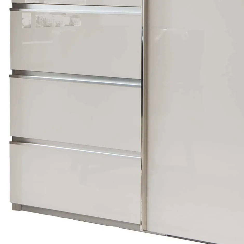 Wohnen Schlafzimmerschrank in Champagner Glasfront 165 cm - Dustins