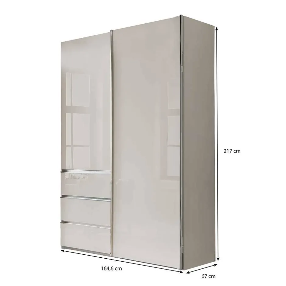 Wohnen Schlafzimmerschrank in Champagner Glasfront 165 cm - Dustins