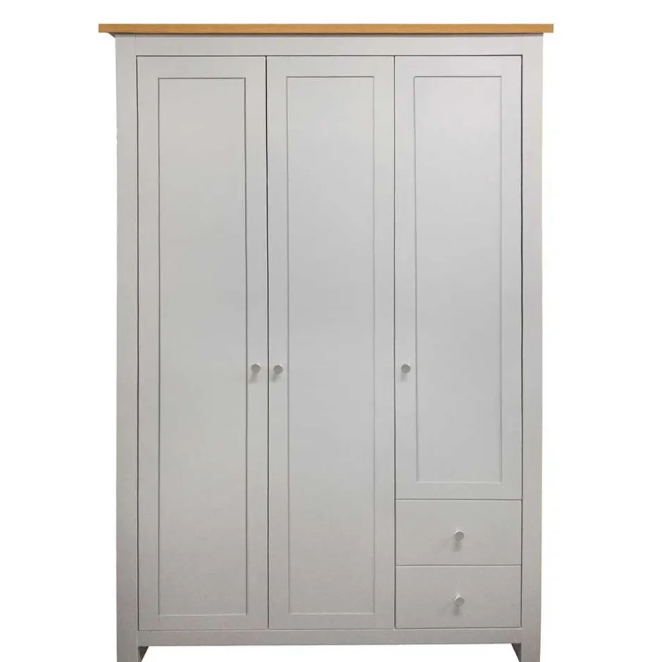 Schlafzimmerschrank in Grau & Eichefarben - Poliesti^Wohnen Discount