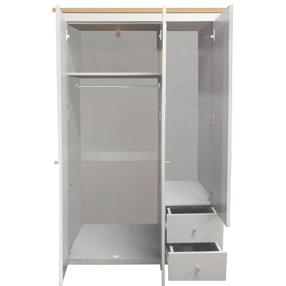 Schlafzimmerschrank in Grau & Eichefarben - Poliesti^Wohnen Discount