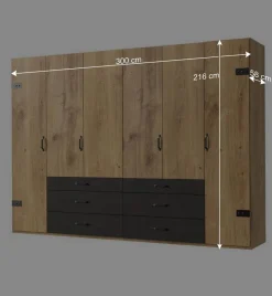 Wohnen Schlafzimmerschrank mit sechs Schubladen & Türen - Bram