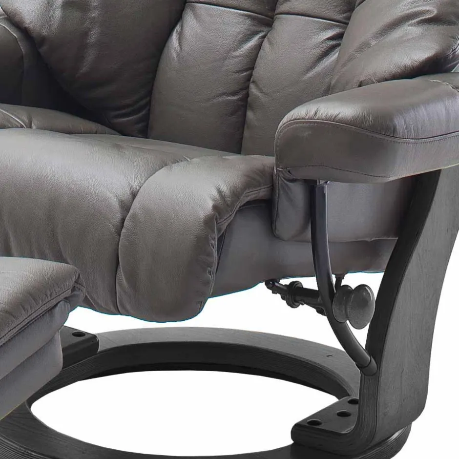 Wohnen Schlammfarbener Ledersessel mit Relaxfunktion Jandrus & Fußhocker (zweiteilig)