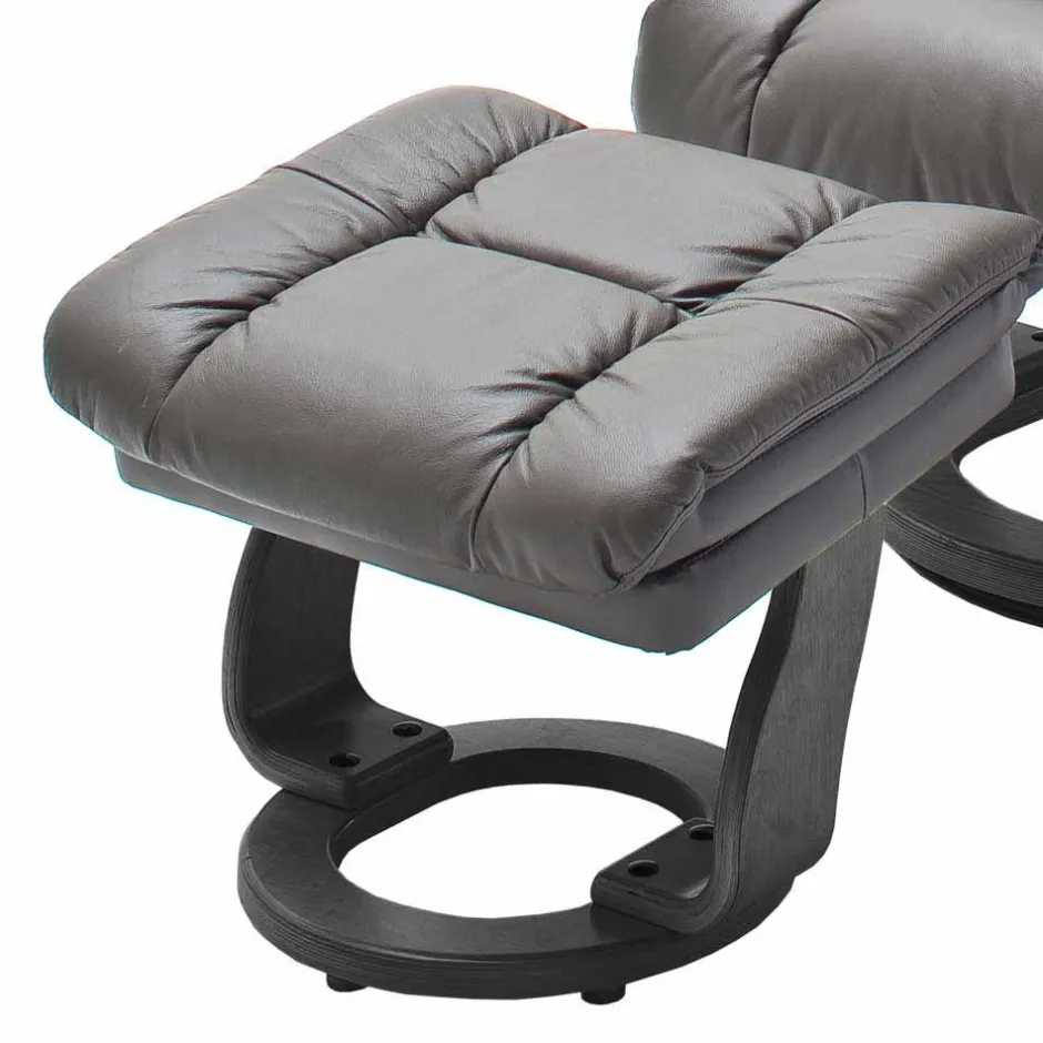 Wohnen Schlammfarbener Ledersessel mit Relaxfunktion Jandrus & Fußhocker (zweiteilig)