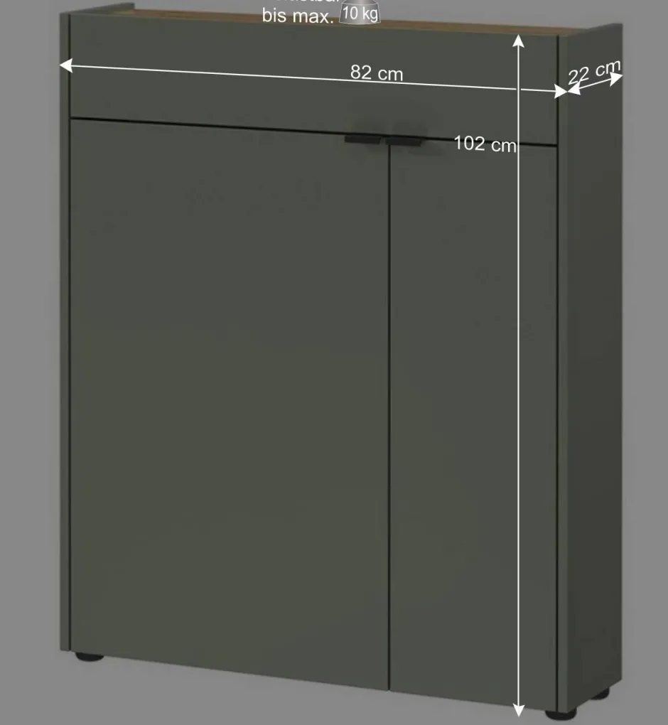 Schlanker Schuhschrank in Graugrün - Point^Wohnen