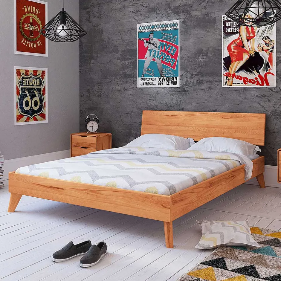 Schlichtes Holz Bett in Überlänge 220cm - Junola^Wohnen